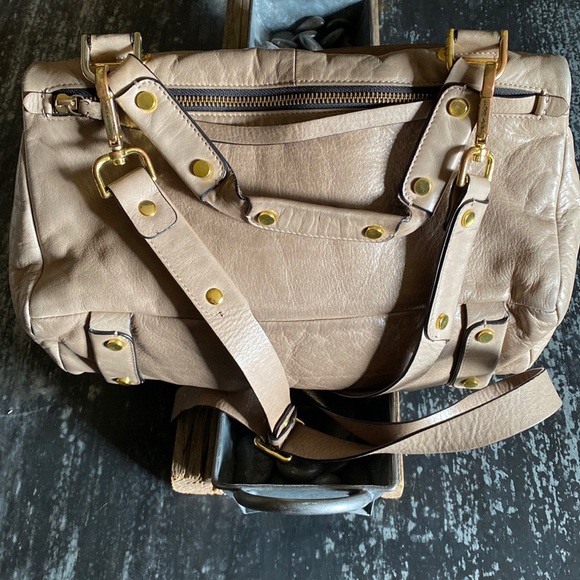 Golden Lane Soave Duo Bloomingdale’s Medium Leather Satchel Purse Bag - Picture 2 of 16